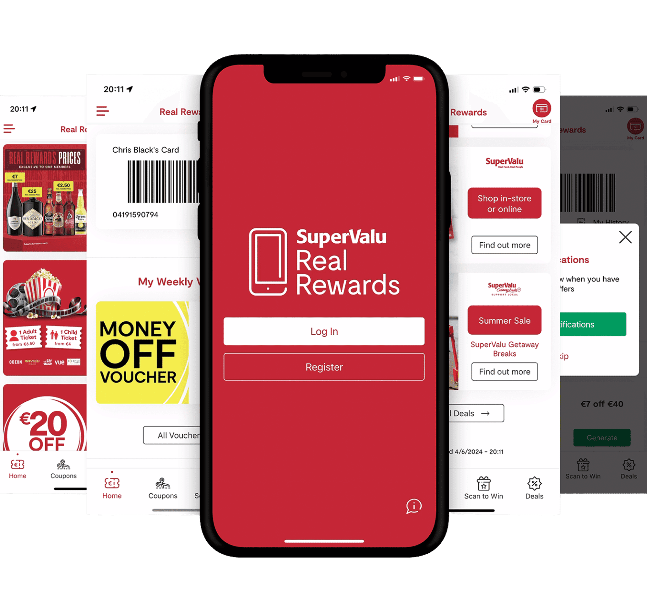 SuperValu Real Rewards — loyalty app screens